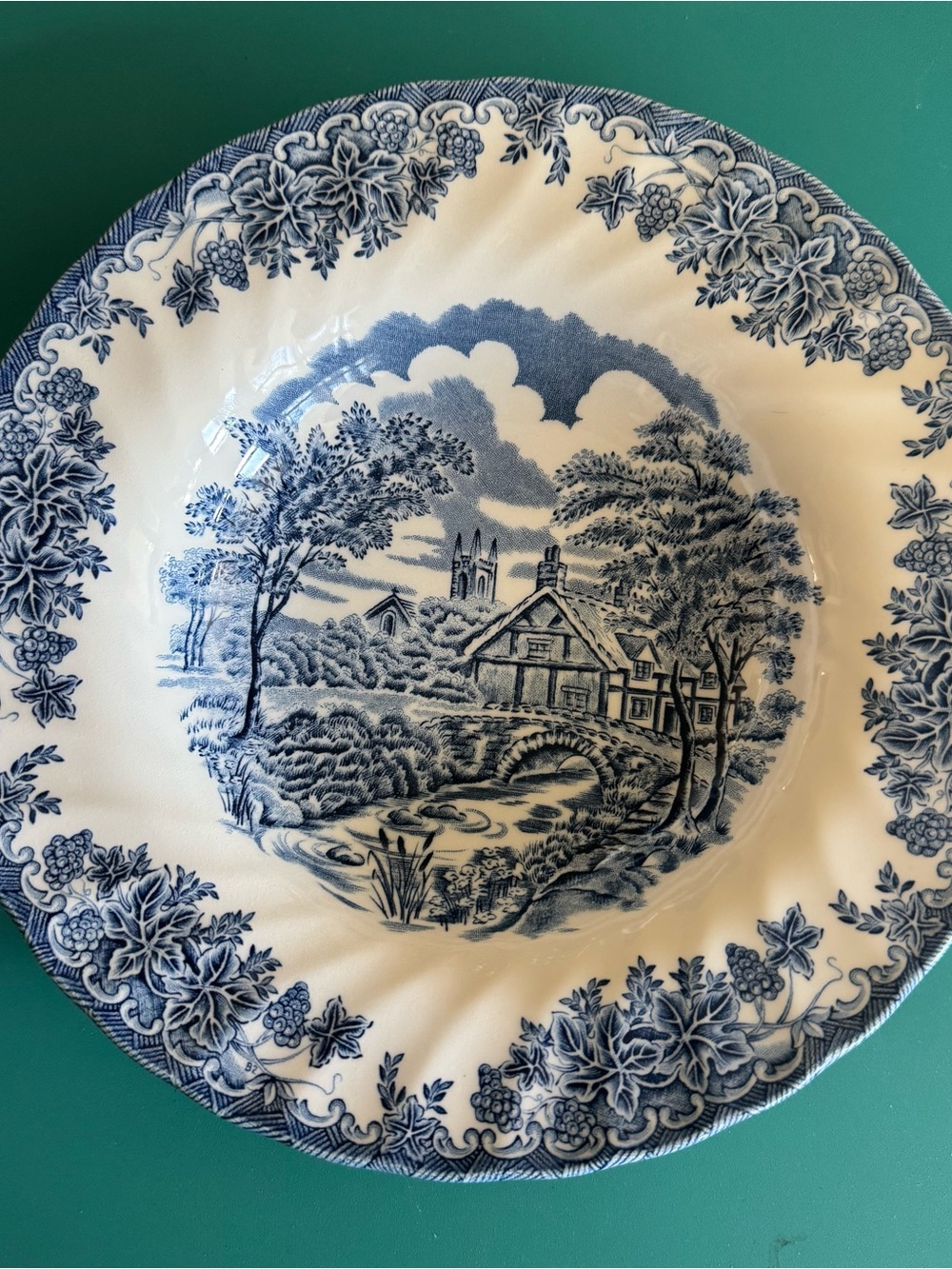 Blue and White Scenic Transferware Churchill set of 6 Bowls